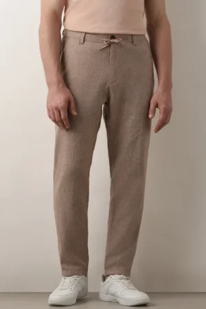 Men's Mid Rise Linen Pants, Brown