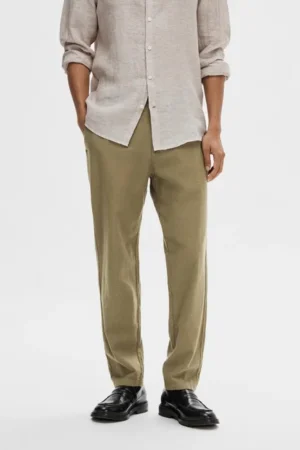Men's Rise Linen Pants, Beige Shade