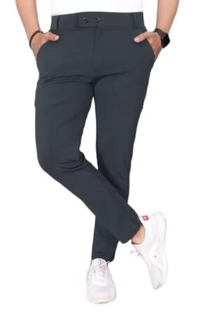 Men's Lycra Blend Trousers, Dark Grey