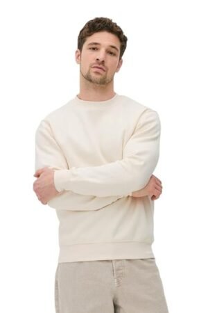 Men's Rich Cotton Crew Neck Sweatshirt, White