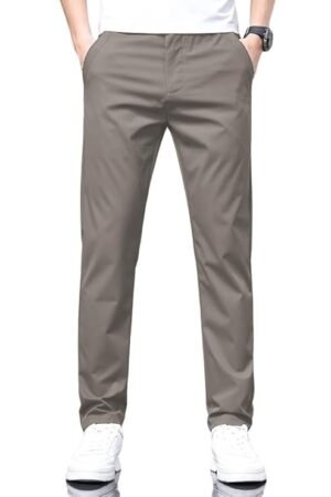 Men's Stylish Slim-Fit Casual Trousers, Stone Grey