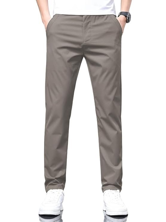 Men's Stylish Slim-Fit Casual Trousers, Stone Grey