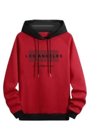 Regular Fit Printed Hoodie for Men, Red/Black