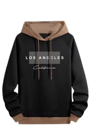 Regular Fit Printed Hoodie for Men, Black/Khaki