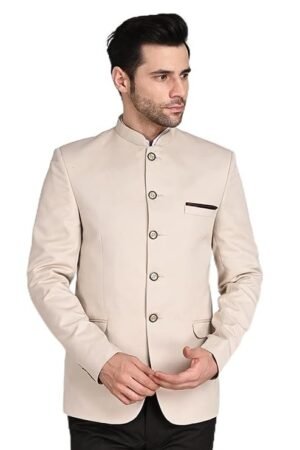 Men's Single Breasted Linen Slim Fit Blazer, Beige