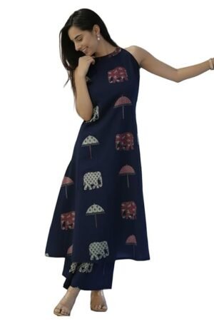 Pure Cotton Kurta Pant Set with Dupatta for Women, Blue