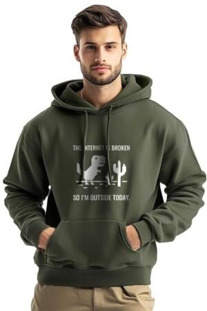 Printed Hoodies for Man, Olive Green