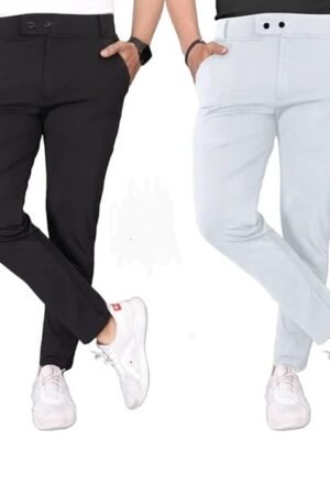 Men's Lycra Trouser Combo, Black & Silver