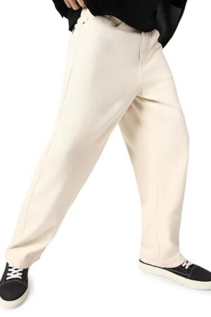 Men's Loose Mid Rise Baggy Jeans - Off White