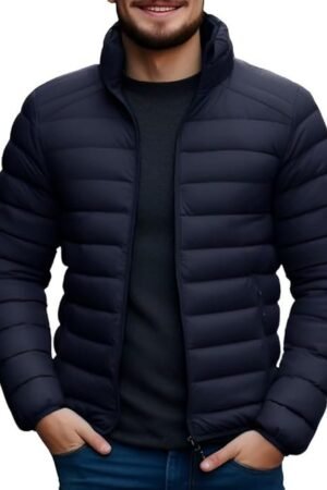 Men's Bomber Nylon Jacket, Navy Blue