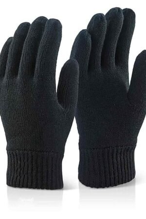 Unisex Winter Woollen Gloves for Men and Women - Black