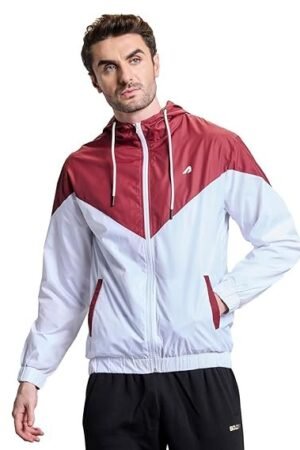 Windcheater Jacket for Men, Red/White