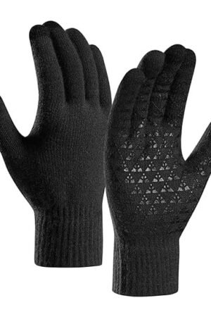 Winter Cycling Gloves for Men & Women with Touchscreen Finger - Black