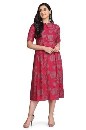 Women's Cotton Printed Dress, Pink