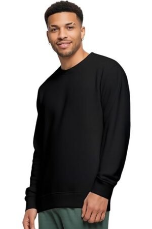 Men's Regular Fit Cotton Fleece Sweatshirt, Black