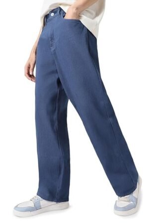 Men's Loose Mid Rise Baggy Jeans, Blue