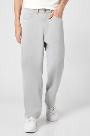Men's Loose Mid Rise Baggy Jeans - Ice White