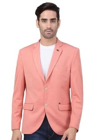Design Full Sleeves Notch Lapel Casual Blazer, Peach