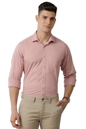 Cotton Linen Solid Slim Fit Shirt - Pink