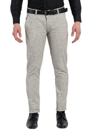 Men's Slim Fit Mid Rise Trouser, Light Grey
