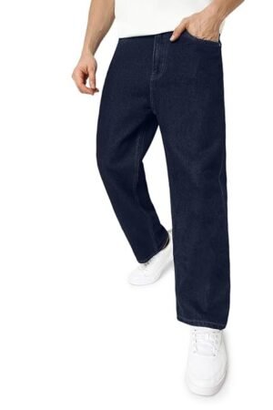 Men's Loose Mid Rise Jeans Dark Blue
