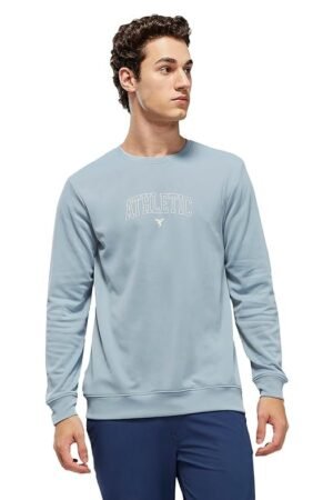 Men's Polyester Solid Hooded Sweatshirt, Light Blue