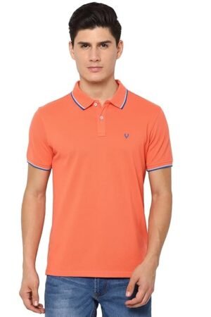 Men's Solid Regular Fit Polo, Orange