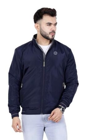 Full Sleeves Bomber Jacket for Men, Navy Blue