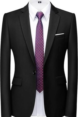 Men's Stylish Party Casual Breasted Blazer, Black