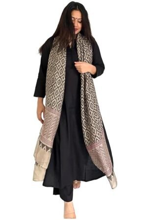 Women's Rayon Viscose Straight Solid Kurta with Pant & Dupatta, Black