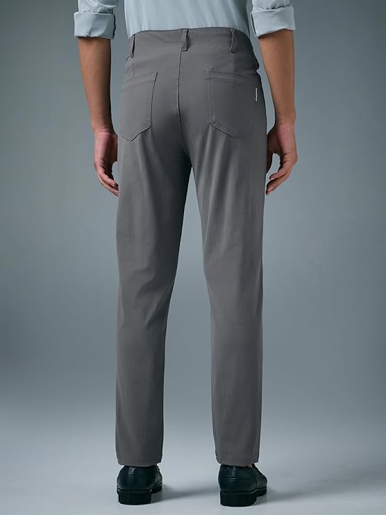 Men's Solid Semi-Formal Trousers, Light Grey - Image 2