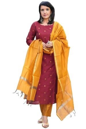 Women's 3 Piece Kurta Pant Dupatta Set, Maroon