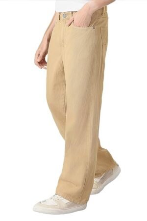 Men's Loose Mid Rise Baggy Jeans - Beige