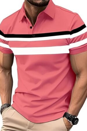 Men Polo Half Sleeve T-Shirt, Pink