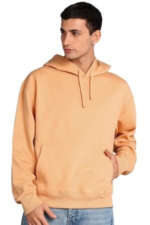 Men's Solid Oversized Hoodie, Orange