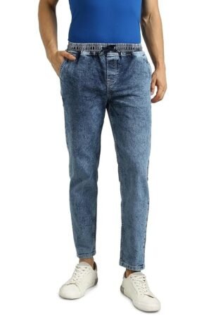 Men Mid Rise Regular Fit Jogger Jeans - Light Blue