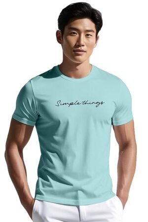 Men's Trendy Printed T-Shirt, Sky Blue