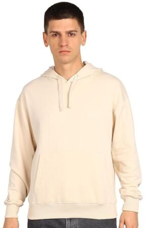 Men's Solid Oversized Hoodie, Sand