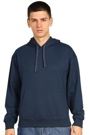 Men's Solid Oversized Hoodie, Dark Bue