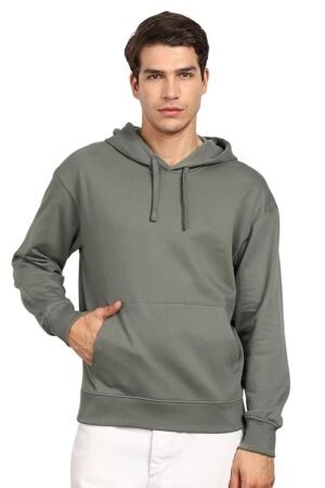Men's Solid Oversized Hoodie, Sage Grey