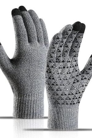 Winter Cycling Gloves for Men & Women with Touchscreen Finger - Grey