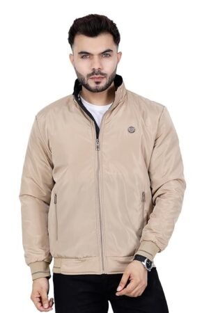 Full Sleeves Bomber Jacket for Men, Beige