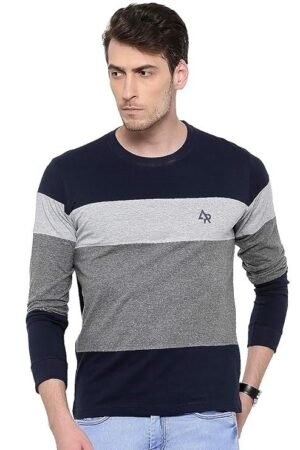 Men's Cotton Regular Fit T-Shirt, Grey/Black