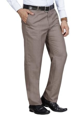 Men's Solid Formal Regular Fit Trouser, Sand Beige