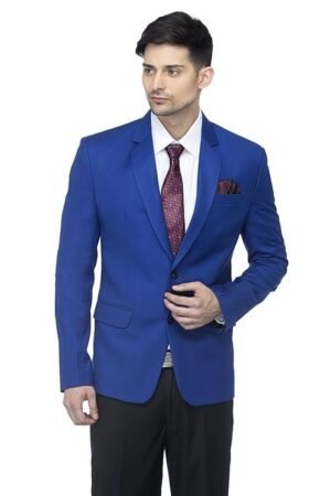 Men's Slim Fit Notched Lapel Single Breasted Solid Blazer, Royal Blue