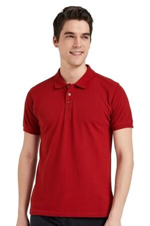 Men's Cotton Rich Solid Polo T-Shirt, Red