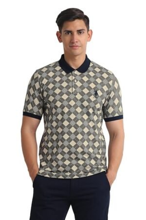 Men's Cotton Slim Fit Polo Shirt, Grey/Cream