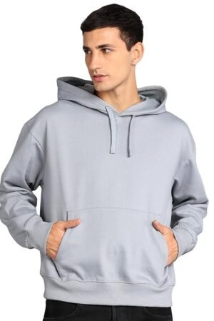 Men's Solid Oversized Hoodie, Grey