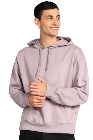 Men's Solid Oversized Hoodie, Light Purple