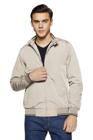Men's Polyester Casual Jacket, Beige